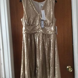 Gold sequined party dress